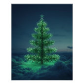 Green Snowy Christmas Tree Poster ポスター (正面)