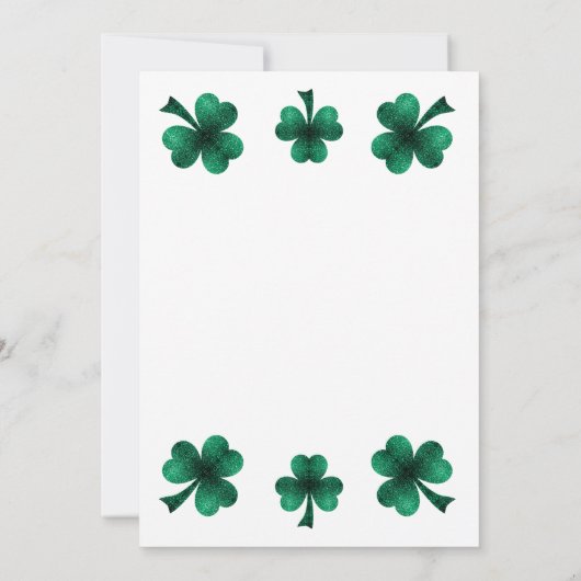 Green Sparkle Shamrock St. Patrick's Day Black 招待状 (裏面)