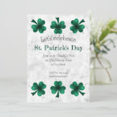 Green Sparkle Shamrock St. Patrick's Day party 招待状 (スタンド正面)