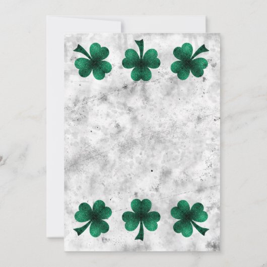 Green Sparkle Shamrock St. Patrick's Day party 招待状 (裏面)