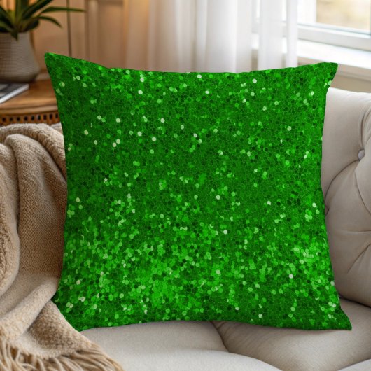 Green sparkling glitter pattern クッション