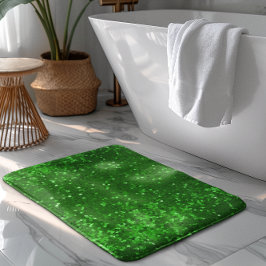 Green sparkling glitter pattern バスマット