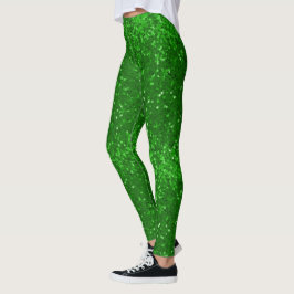 Green sparkling glitter pattern レギンス