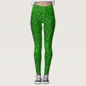 Green sparkling glitter pattern レギンス (正面)