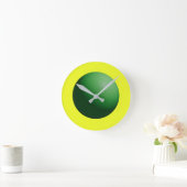 Green Sphere on Yellow  ラウンド壁時計 (ホーム)