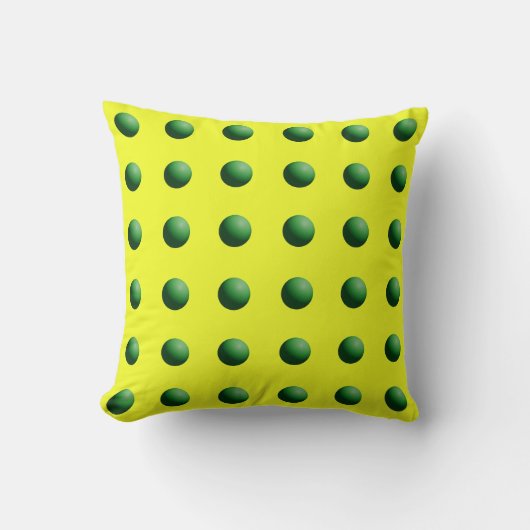 Green Spheres on Yellow  クッション (正面)