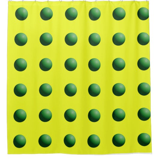 Green Spheres on Yellow  シャワーカーテン (正面)