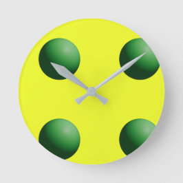 Green Spheres on Yellow Wall Clock ラウンド壁時計