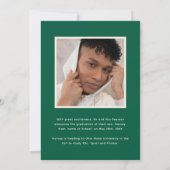 Green Sporty Stripes 2 Photo Graduation 案内状 (裏面)