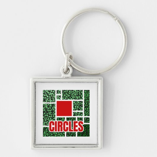 Green Spotted Abstraction with Red Accents キーホルダー (正面)