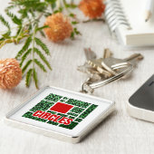 Green Spotted Abstraction with Red Accents キーホルダー (側面)