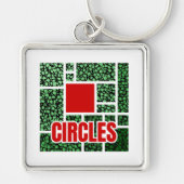 Green Spotted Abstraction with Red Accents キーホルダー (正面)