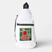 Green Spotted Abstraction with Red Accents スリングバッグ (正面)