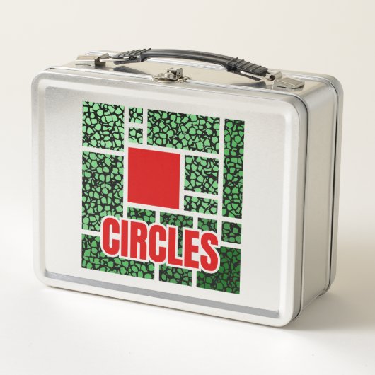 Green Spotted Abstraction with Red Accents メタルランチボックス (正面)
