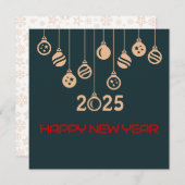 Green Square wish card New Year Christmas ball シーズンカード (正面/裏面)
