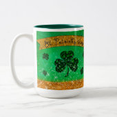 Green St. Patrick's Day with Shamrock andグリッター ツートーンマグカップ (左)