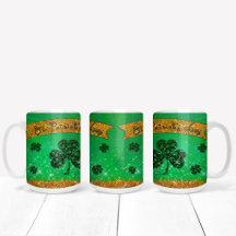 Green St. Patrick's Day with Shamrock andグリッター