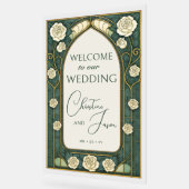Green Stained Glass Art Nouveau Wedding Welcome  アクリルサイン (傾斜)
