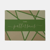 Green Stained Glass Imitation Welcome Home Family ドアマット (正面)