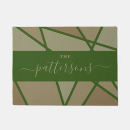 Green Stained Glass Imitation Welcome Home Family ドアマット