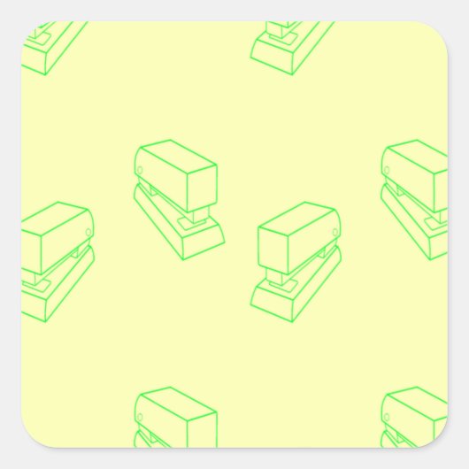 Green stapler on yellow スクエアシール (正面)