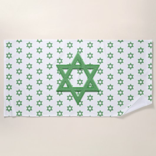 Green Star of Davidシームレス ビーチタオル (正面)