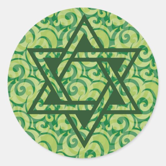 Green Star of Davidスタンプ ラウンドシール (正面)