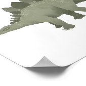 Green Stegosaurus Dinosaur Kids Room Poster ポスター (角)