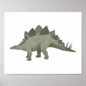 Green Stegosaurus Dinosaur Kids Room Poster ポスター (正面)