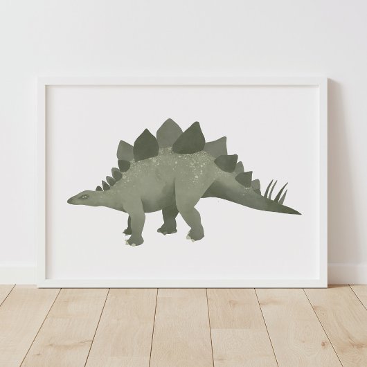 Green Stegosaurus Dinosaur Kids Room Poster ポスター