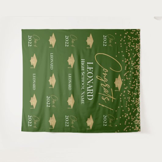 Green Step and repeat Graduation Backdrop banner タペストリー (正面(横))