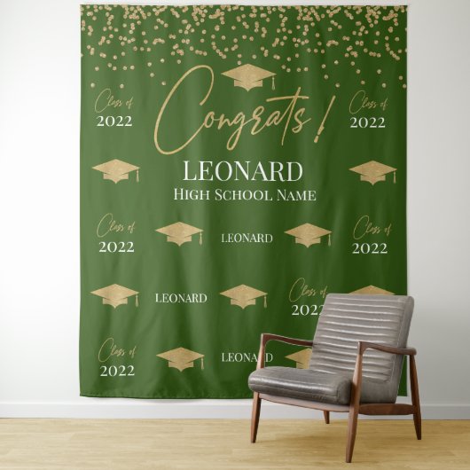 Green Step and repeat Graduation Backdrop banner タペストリー (インサイチュ)