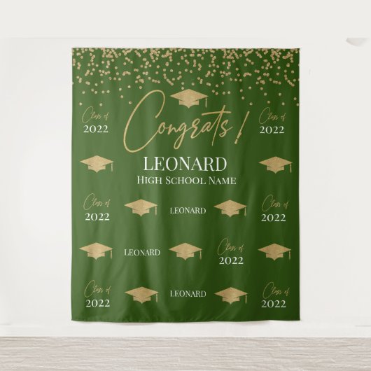Green Step and repeat Graduation Backdrop banner タペストリー (正面)