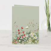 Green Strawberries Daisy Flowers Birthday カード (裏面)