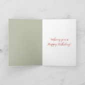 Green Strawberries Daisy Flowers Birthday カード (内部)