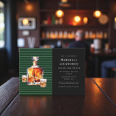 Green Stripe Amber Whiskey Bachelor Bash Invite 招待状