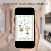 Green Stripe Bar Signature Drinks Cocktails Card 招待状