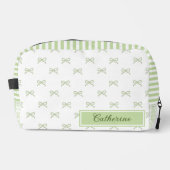 Green Stripe Bow Pattern Coquette Cosmetic ドップキット (正面)