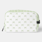 Green Stripe Bow Pattern Coquette Cosmetic ドップキット (裏面)
