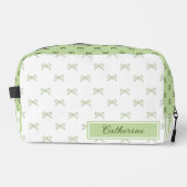 Green Stripe Bow Pattern Coquette Cosmetic ドップキット (正面)