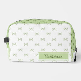 Green Stripe Bow Pattern Coquette Cosmetic ドップキット