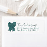 Green Stripe Bow Ribbon Return Address ラベル<br><div class="desc">This coquette return address features a hand-drawn green bow/ribbon. Personalize it for your needs. You can find matching products at my store.</div>