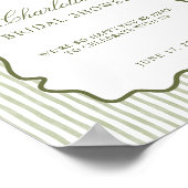 Green Stripe Elegant Wedding Bridal Shower Welcome ポスター (角)