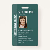 Green Stripe Homeschool Student ID Badge バッジ (正面)