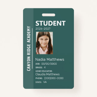 Green Stripe Homeschool Student ID Badge バッジ