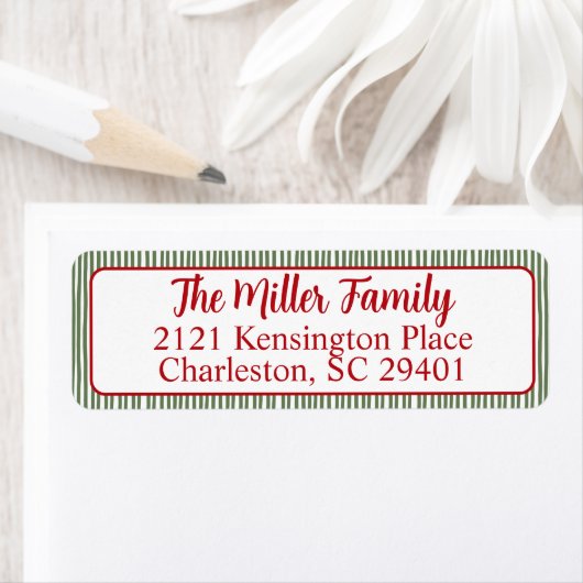 Green Stripe Return Address  ラベル (インサイチュ)