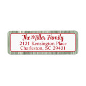 Green Stripe Return Address  ラベル (正面)