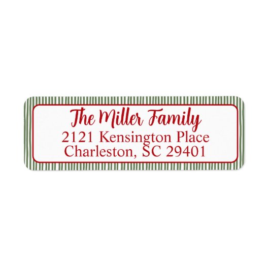 Green Stripe Return Address  ラベル (正面)