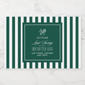 Green Stripe Tennis Bachelorette elegant modern スパークリングワインラベル (シングルラベル)