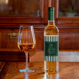 Green Stripe Tennis Bachelorette elegant modern ワインラベル